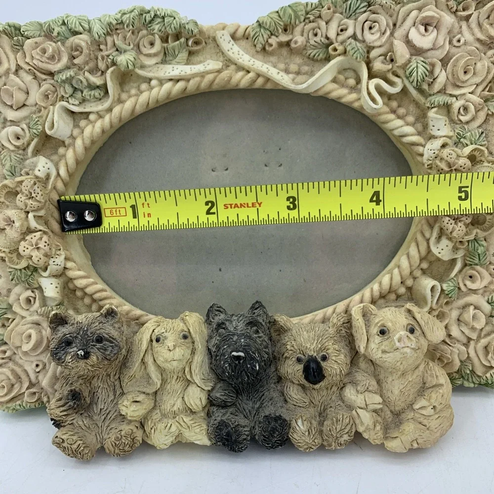 Vtg Frame Puppies Dogs‎ Pigs Koala Bunny Raccoon Farmhouse Cottagecore Woodland